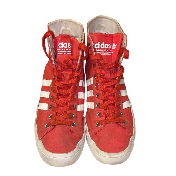 Adidas Originals Red Canvas High Top Sneakers Men’s US 9 Vintage Style - Picture 2 of 6